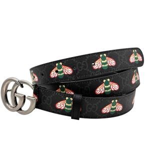 NWT GUCCI GG MARMONT Belt w BEES Black W/ Bee Print UNISEX sz 110 w/ dust bag